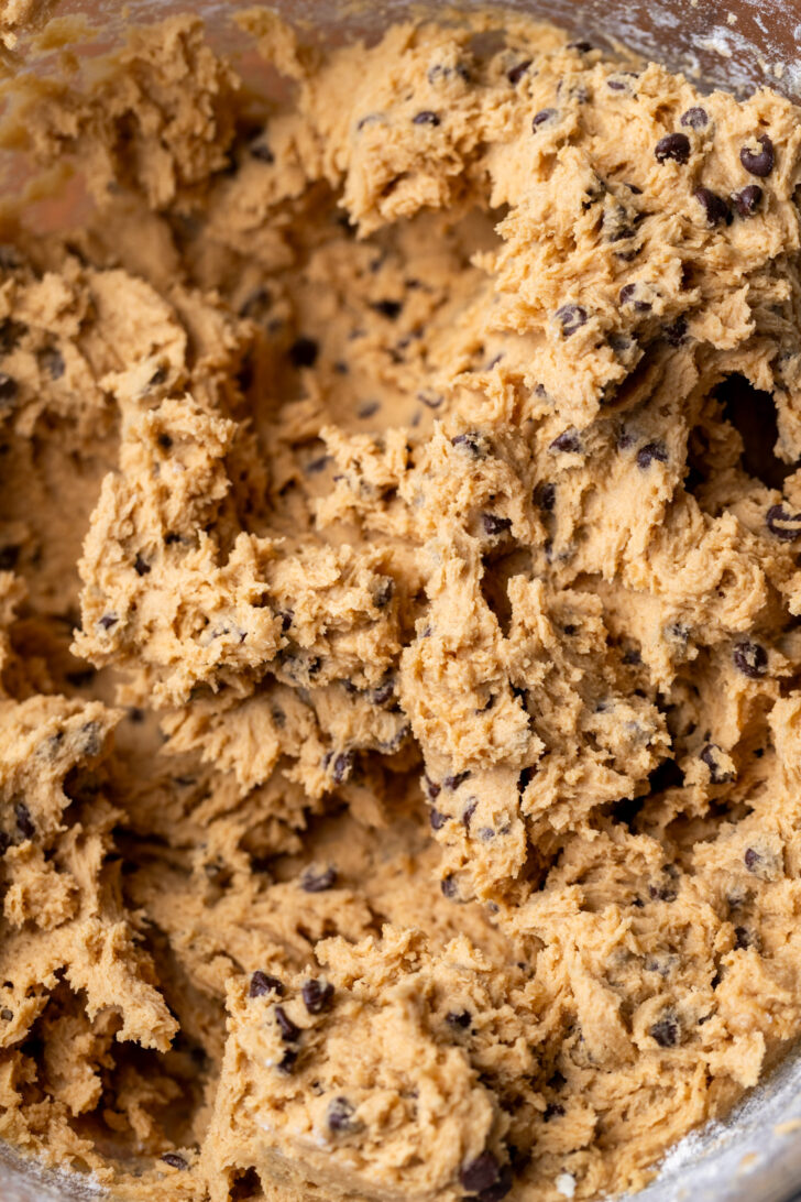 Cookie dough in a bowl.
