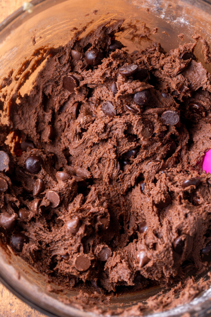 Cookie dough in a bowl.
