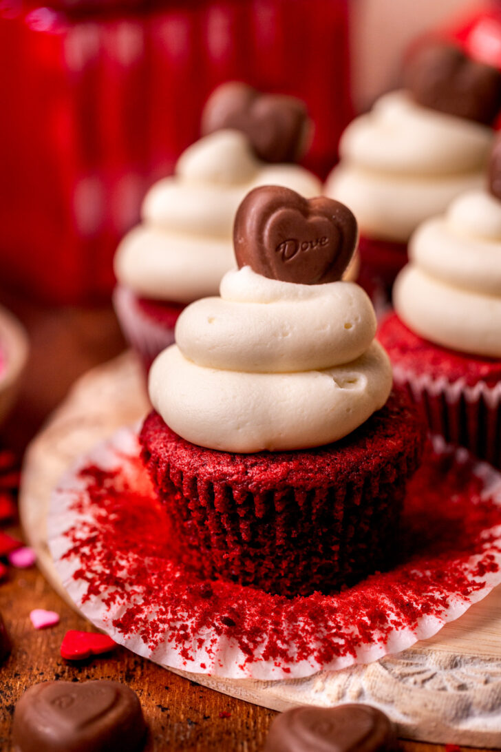 Cupcake with it's wrapper pulled down.