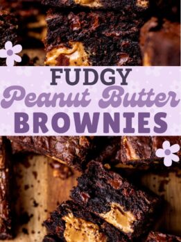 Pinterest pin for peanut butter brownies.