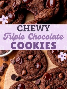 Pinterest pin for triple chocolate cookies.