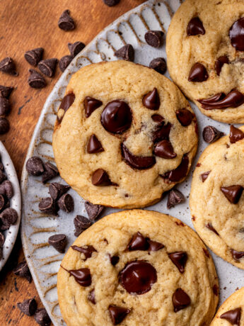 Top view of the best chocolate chip cookies