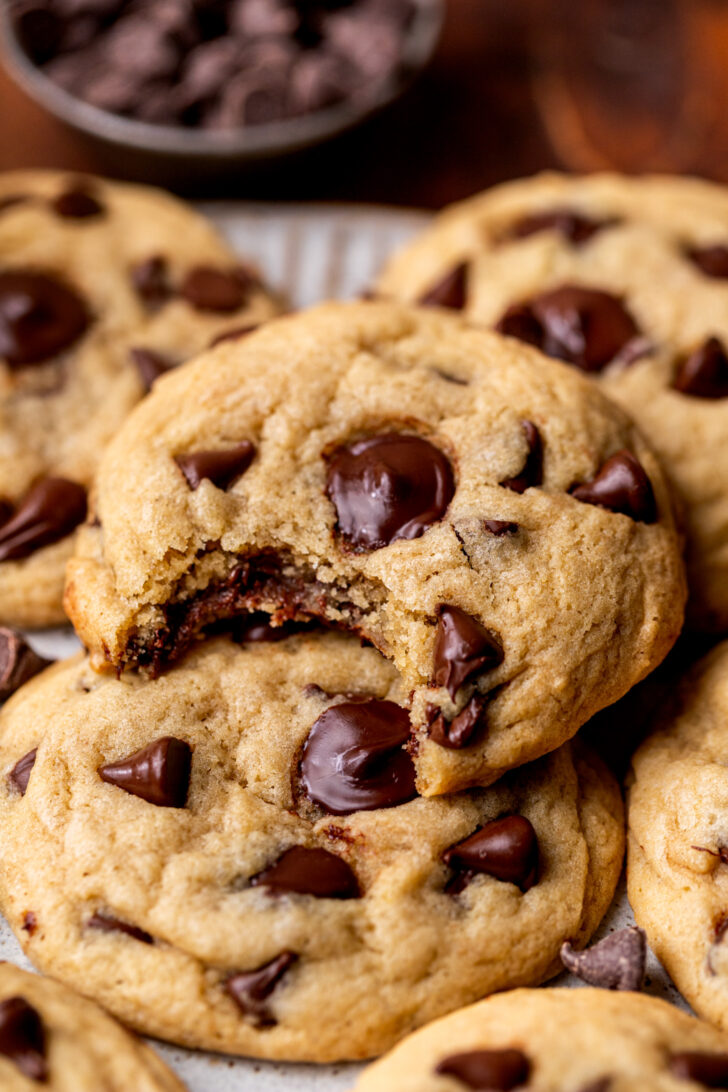Bite missing from the best chocolate chip cookies.