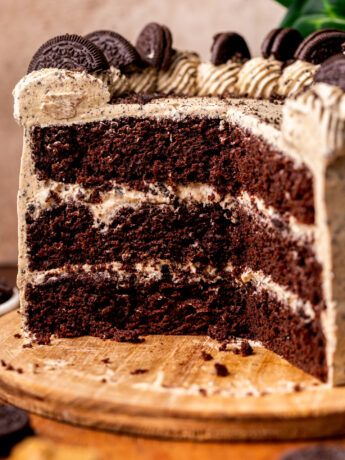 Split open Oreo peanut butter cake.