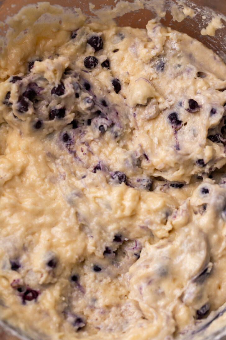 Muffin batter in a bowl.