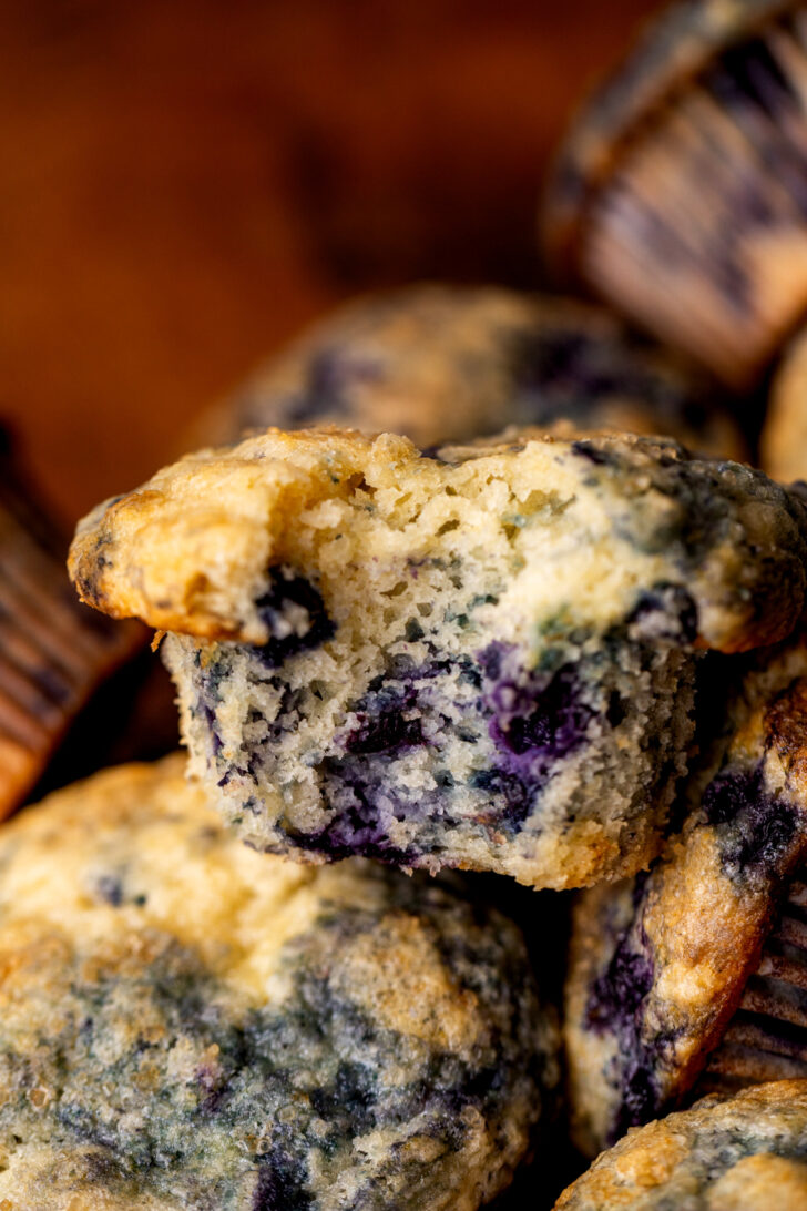 A bite missing from muffin.