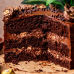 Side view of ferrero rocher cake.