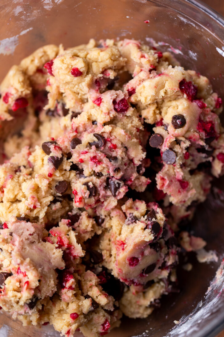 Cookie dough in a bowl.