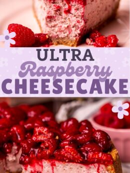 Pinterest pin for raspberry cheesecake.