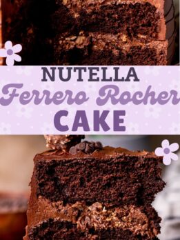 Pinterest pin for Ferrero Rocher cake.