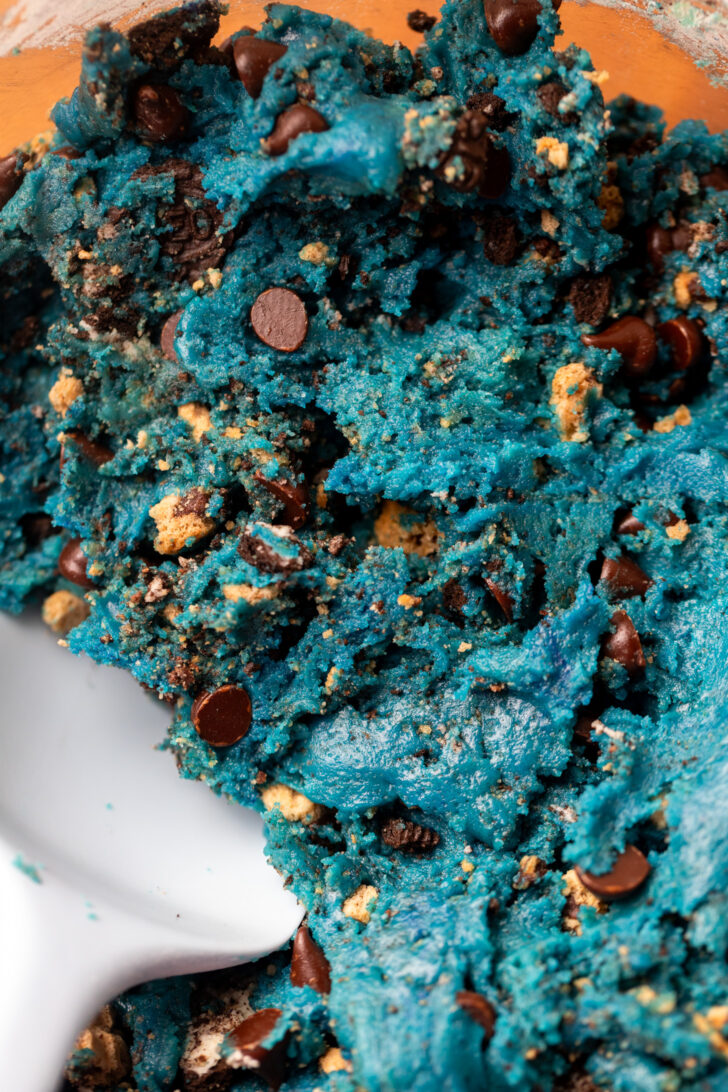 Cookie dough in a bowl.