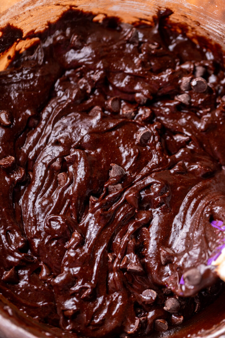 Brownie batter in a bowl.