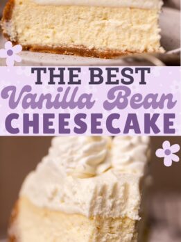Pinterest pin for vanilla bean cheesecake.