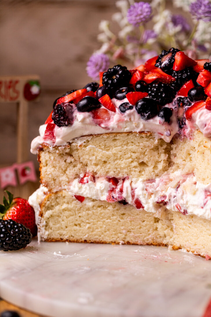Close up of the cake opened up.