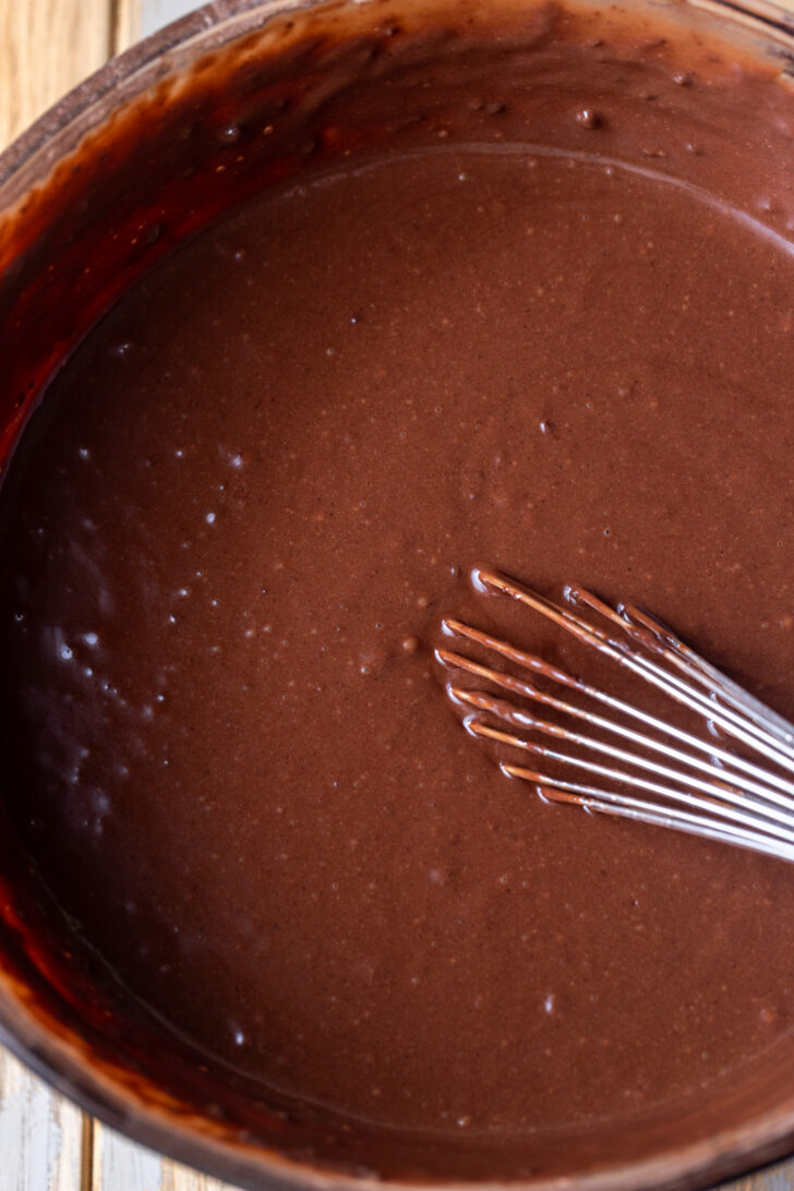 Cake batter in a bowl.
