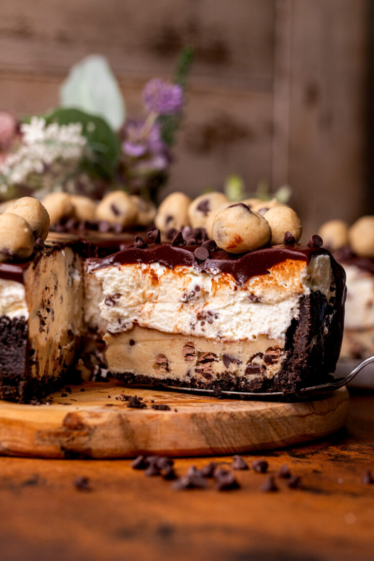 Taking a slice out of the cookie dough pie.
