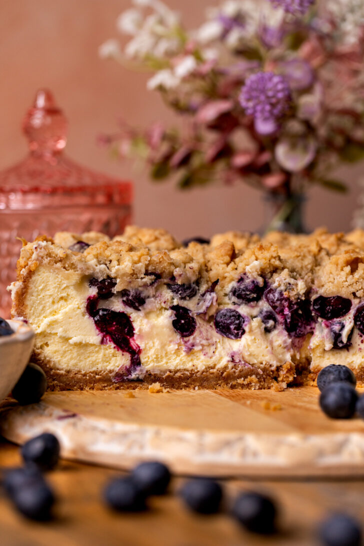 Side view of cheesecake.
