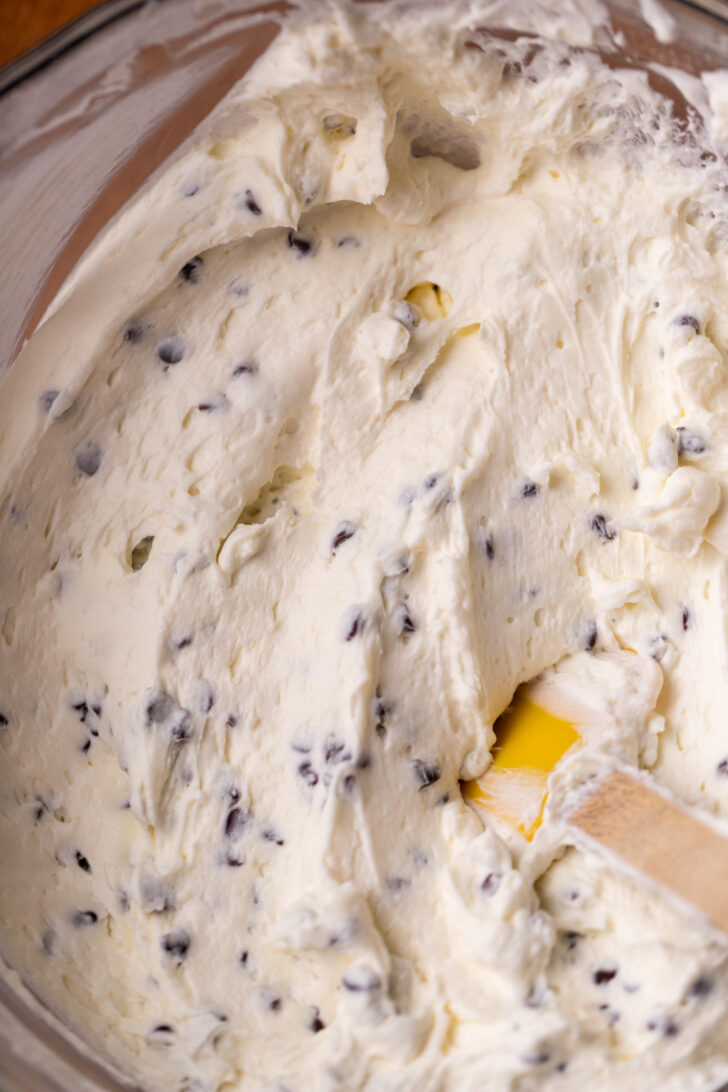 Chocolate chip cream batter.