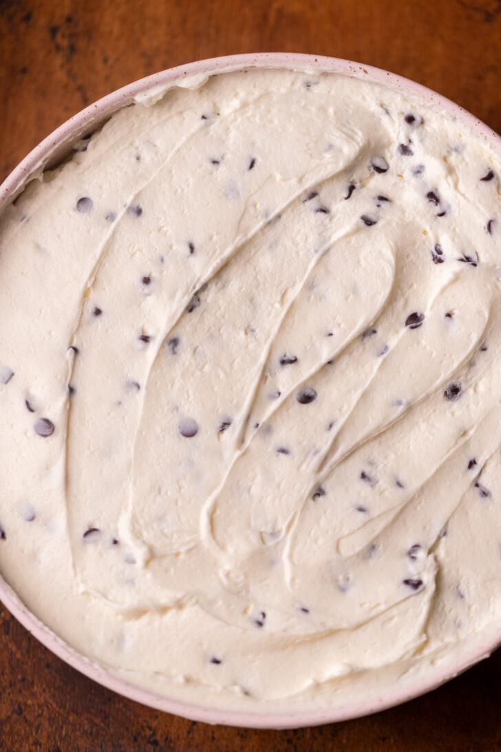 Pie batter on top of the cookie dough.