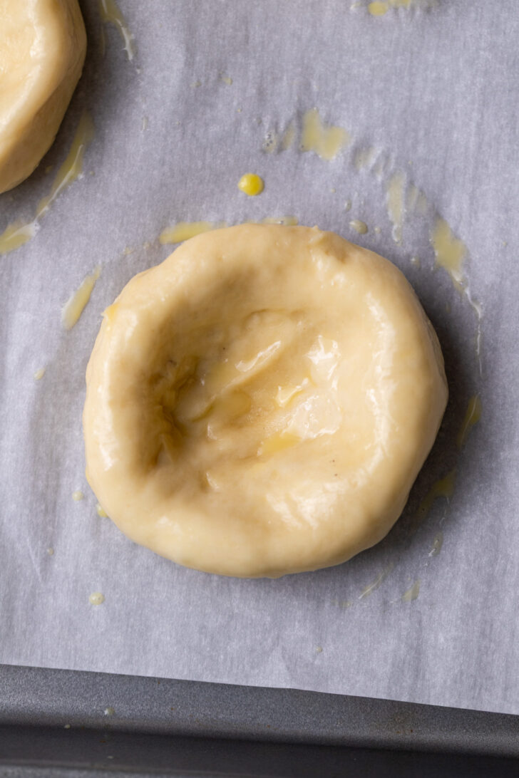 Hole inside of a dough ball.