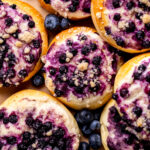 Top view of blueberry cheesecake buns.