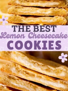 Pinterest pin for lemon cheesecake cookies.