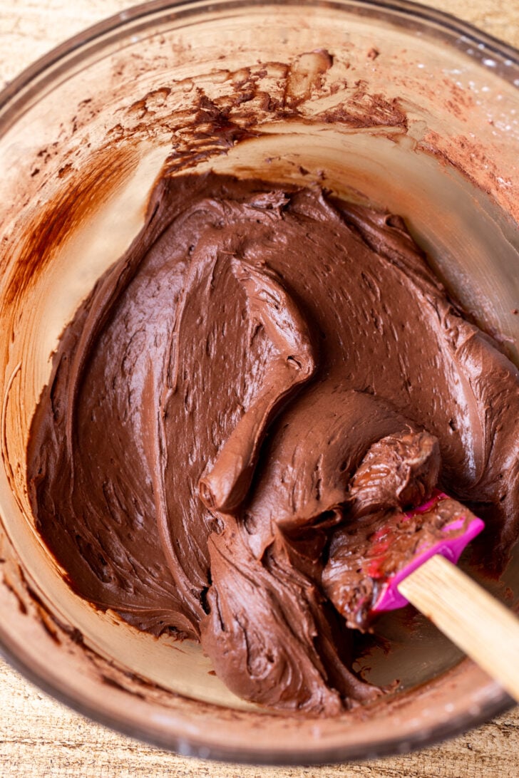 Chocolate pie batter before whipped cream.