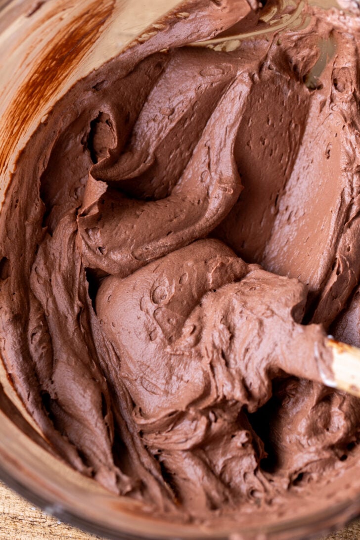 Chocolate pie batter after whipped cream.