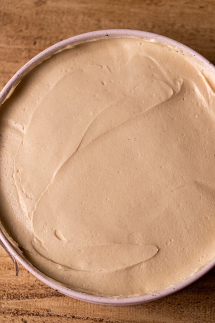 Peanut butter batter in the pan.