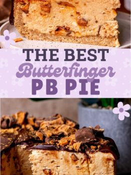 Pinterest pin for butterfinger pie.