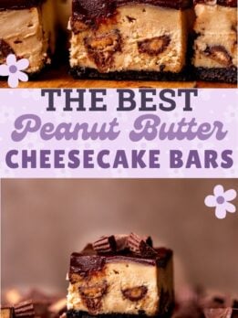Pinterest pin for peanut butter cheesecake bars.