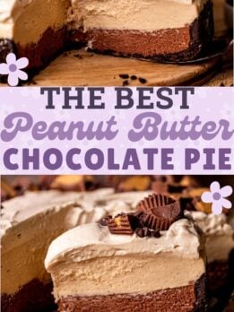 Pinterest pin for chocolate peanut butter pie.