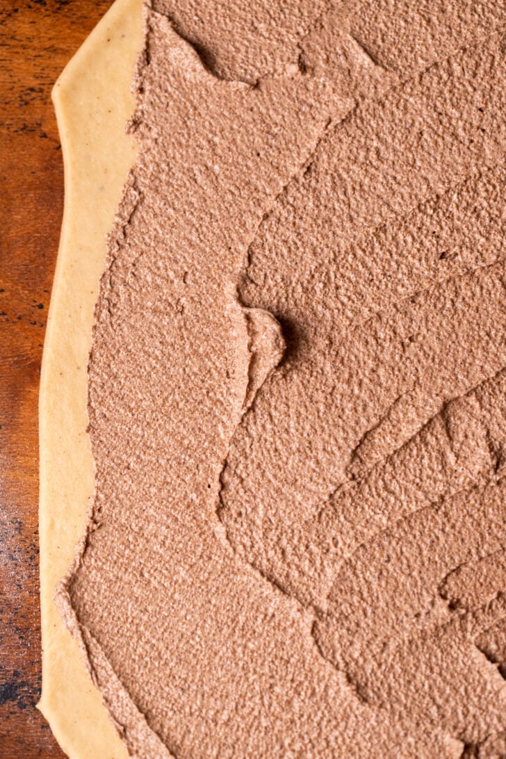 Brown butter cinnamon filling on top of dough.