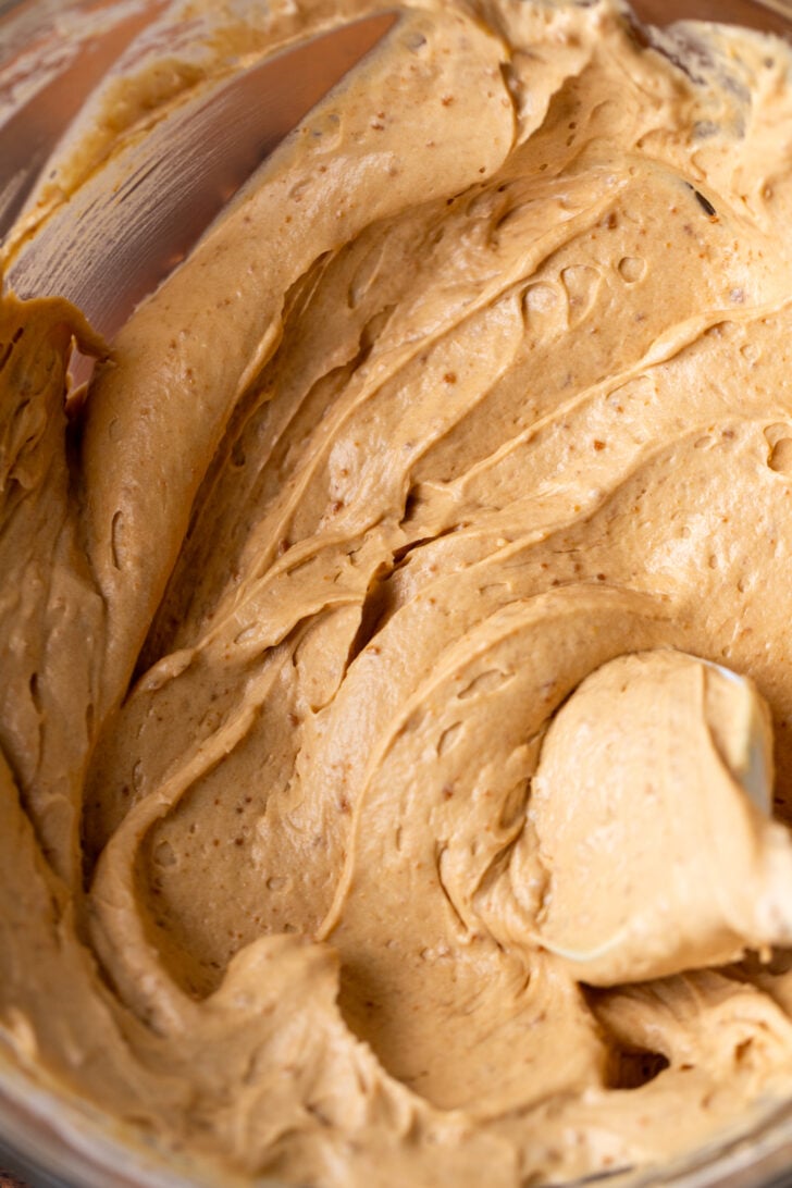 Biscoff mousse in a bowl.