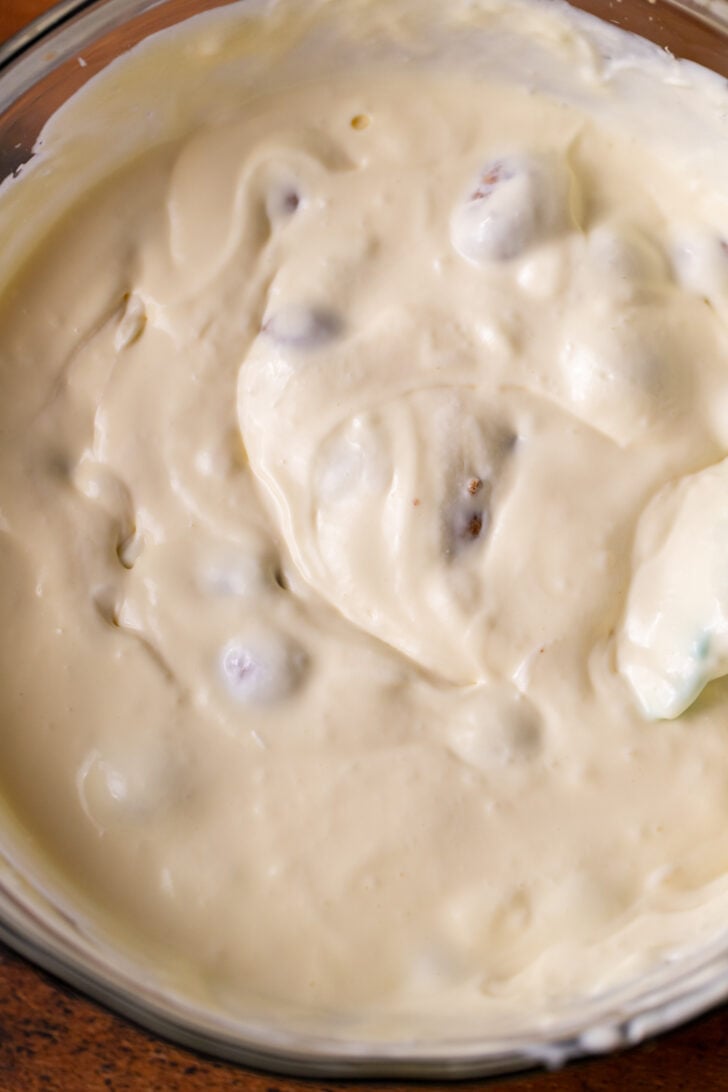 Cheesecake batter in a bowl.