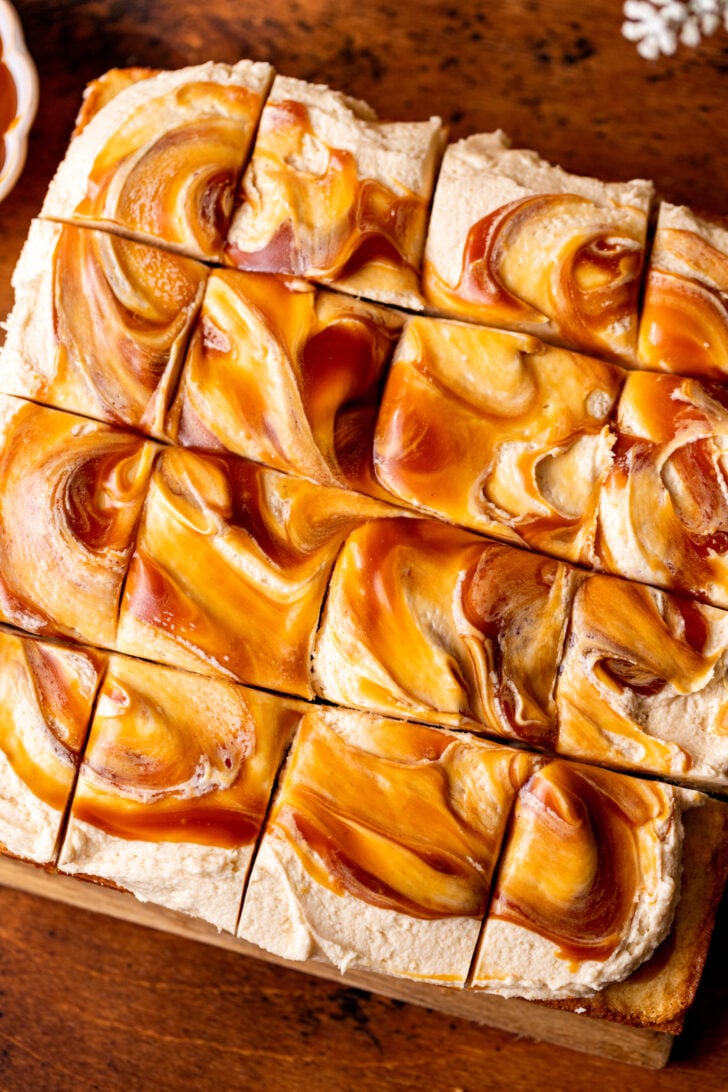 Top view of caramel cake.