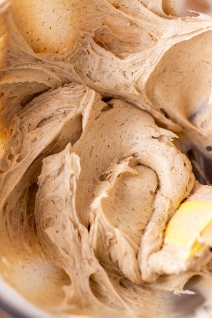 Espresso frosting in a bowl.