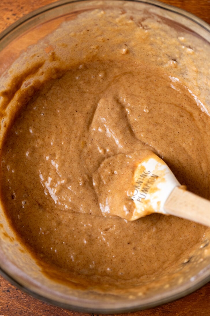 Cake batter in a bowl.