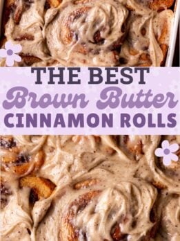 Pinterest pin of brown butter cinnamon rolls.