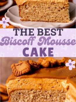 Pinterest pin for biscoff mousse cake.