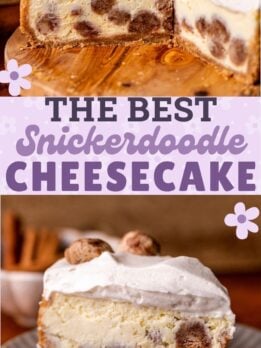 Pinterest pin for snickerdoodle cheesecake.
