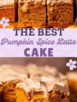 Pinterest pin for pumpkin spice latte cake.
