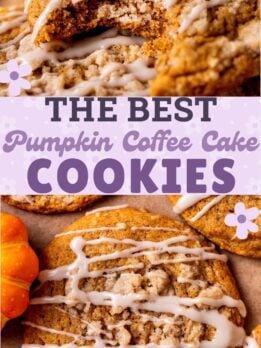 Pinterest pin for pumpkin coffee cake cookies.