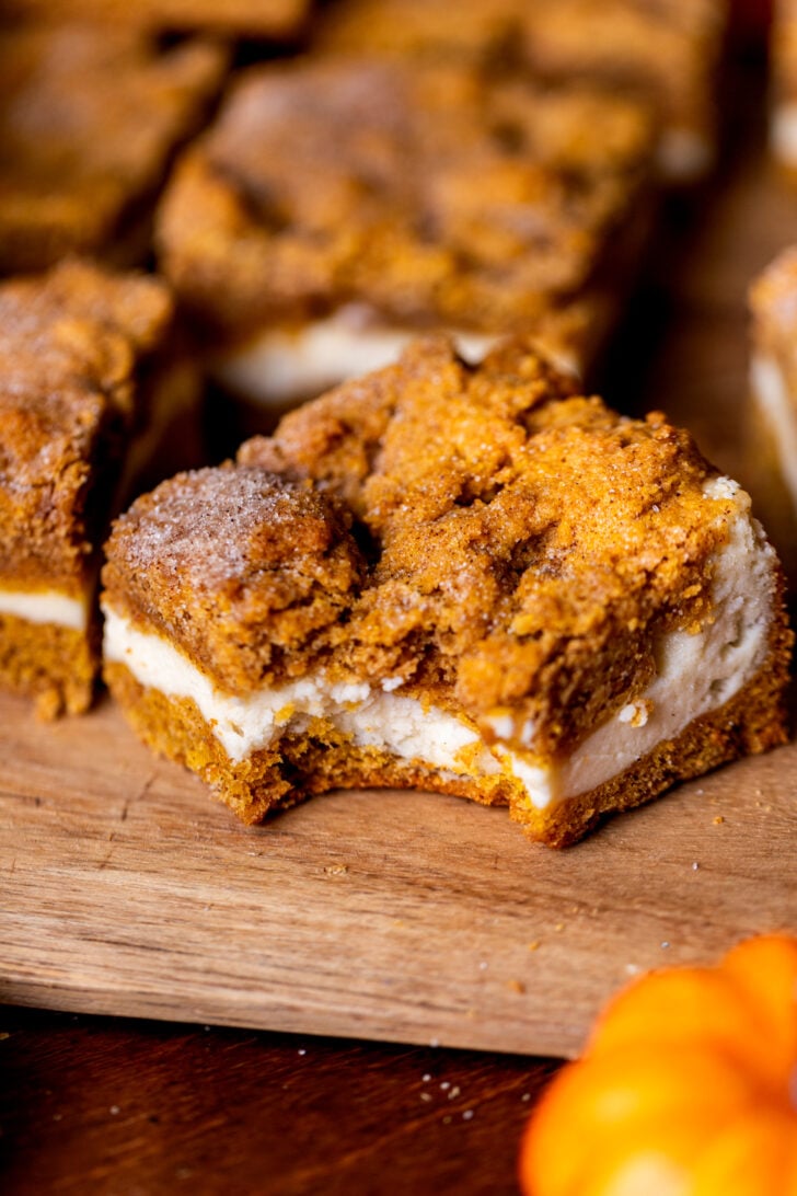 Bite missing from cookie bar.