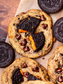 Top view of one Halloween Oreo cookies.