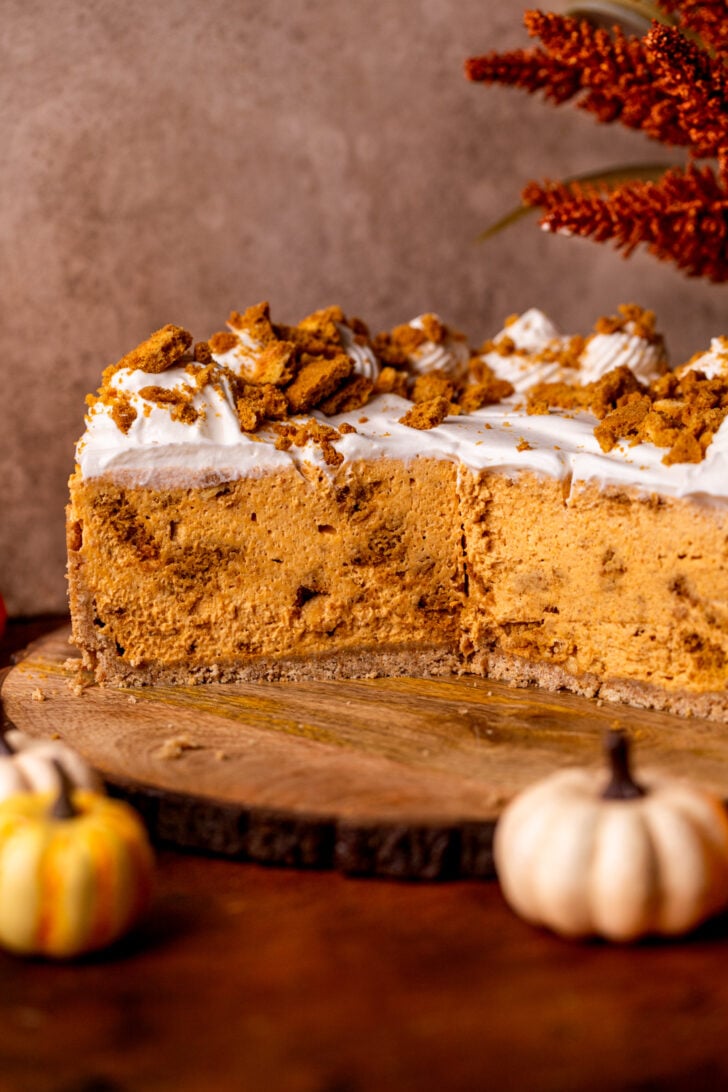 Side view of pumpkin cookie pie.