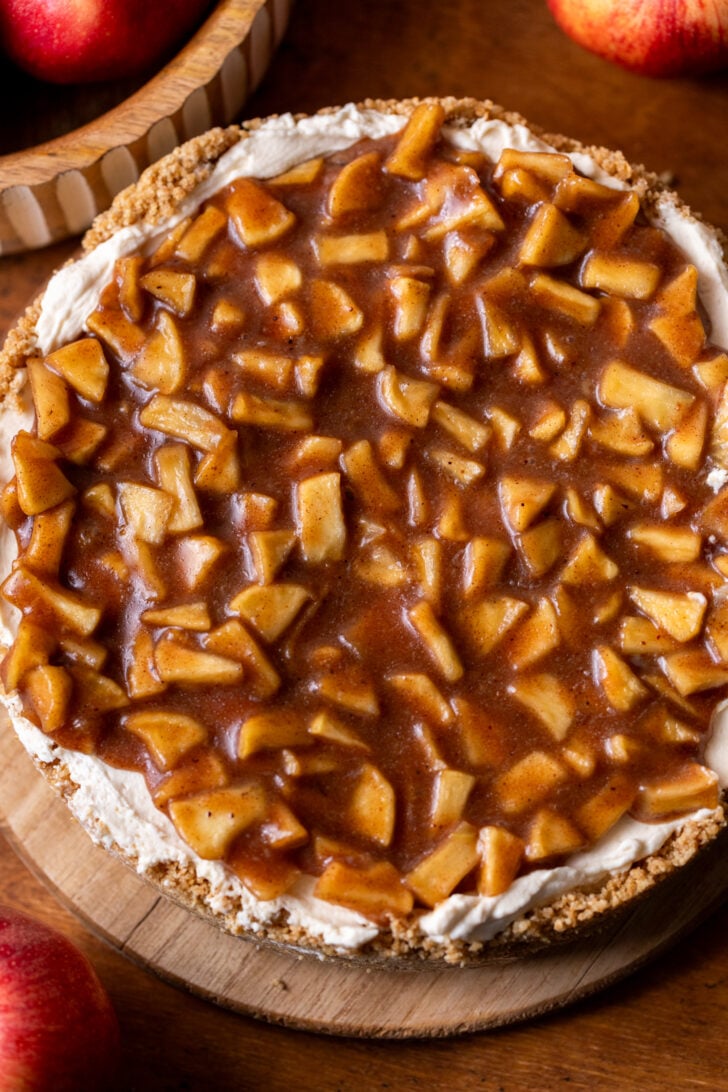 Top view of decorated pie.