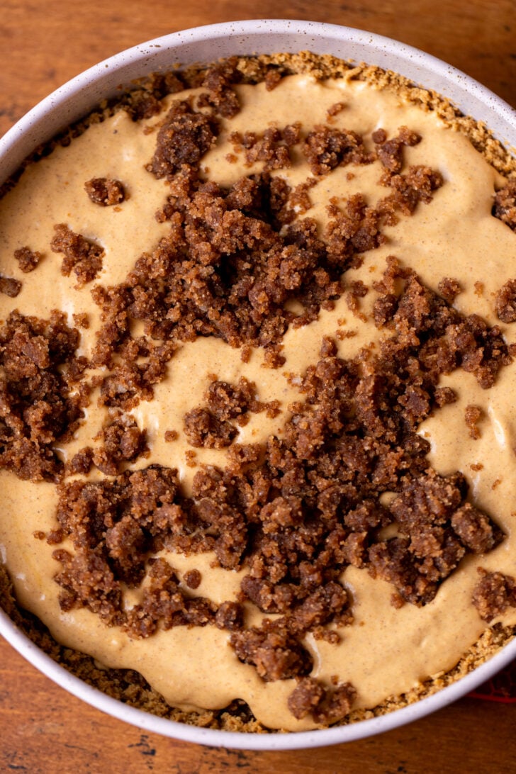 Cinnamon filling on top of cheesecake.