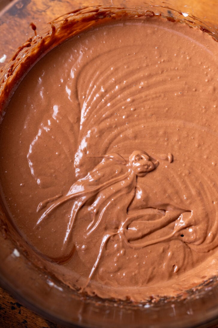 Butter and chocolate mixture in a bowl.