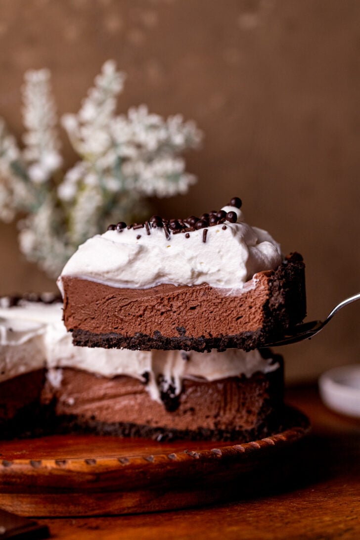 Taking a slice out of the French silk pie.